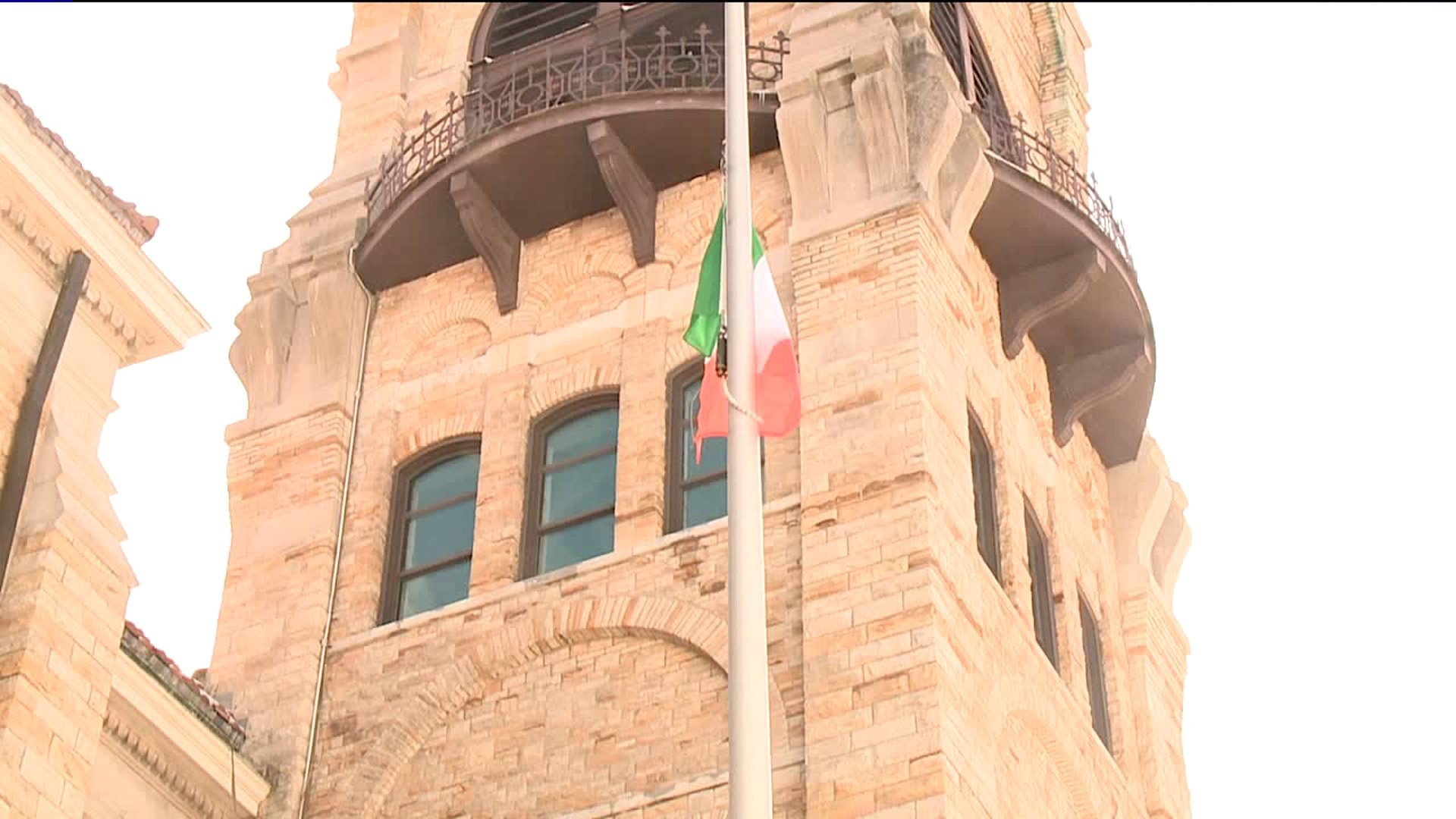 Raising the Irish Flag on Courthouse Square in Scranton
