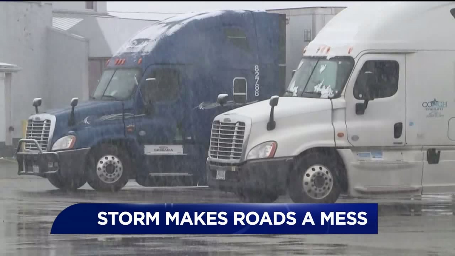 Snow Makes a Mess of Roads; Truck Drivers Wait out the Storm