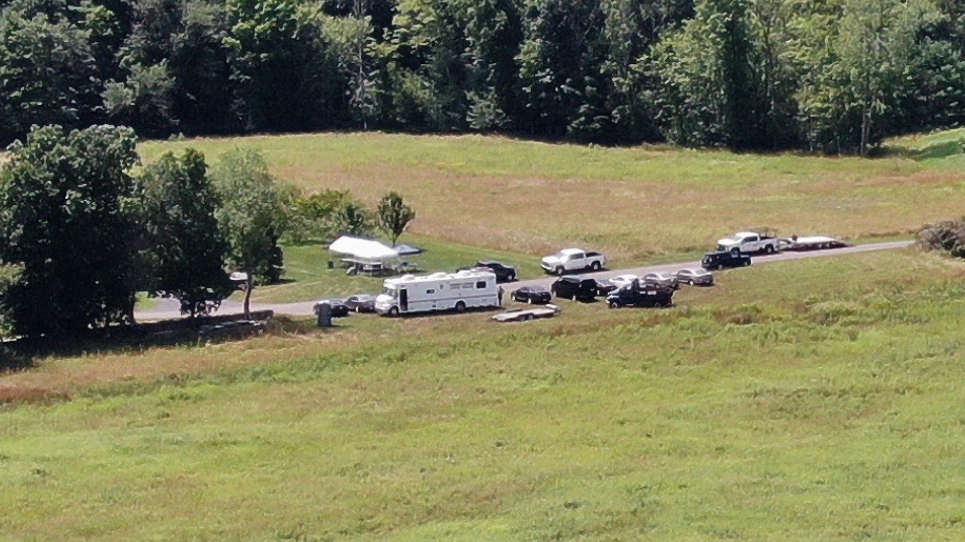 Authorities say the search by state police off Cann Road in Huntington Township is related to a decades-old missing persons case.