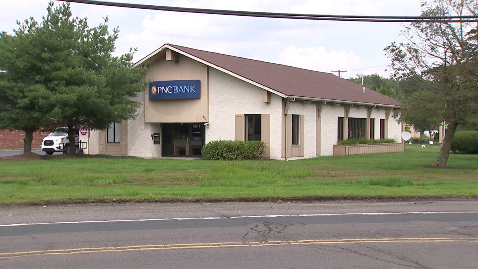 Police responded to the robbery at PNC Bank along Route 115 near Blakeslee just after 11 a.m. Saturday.