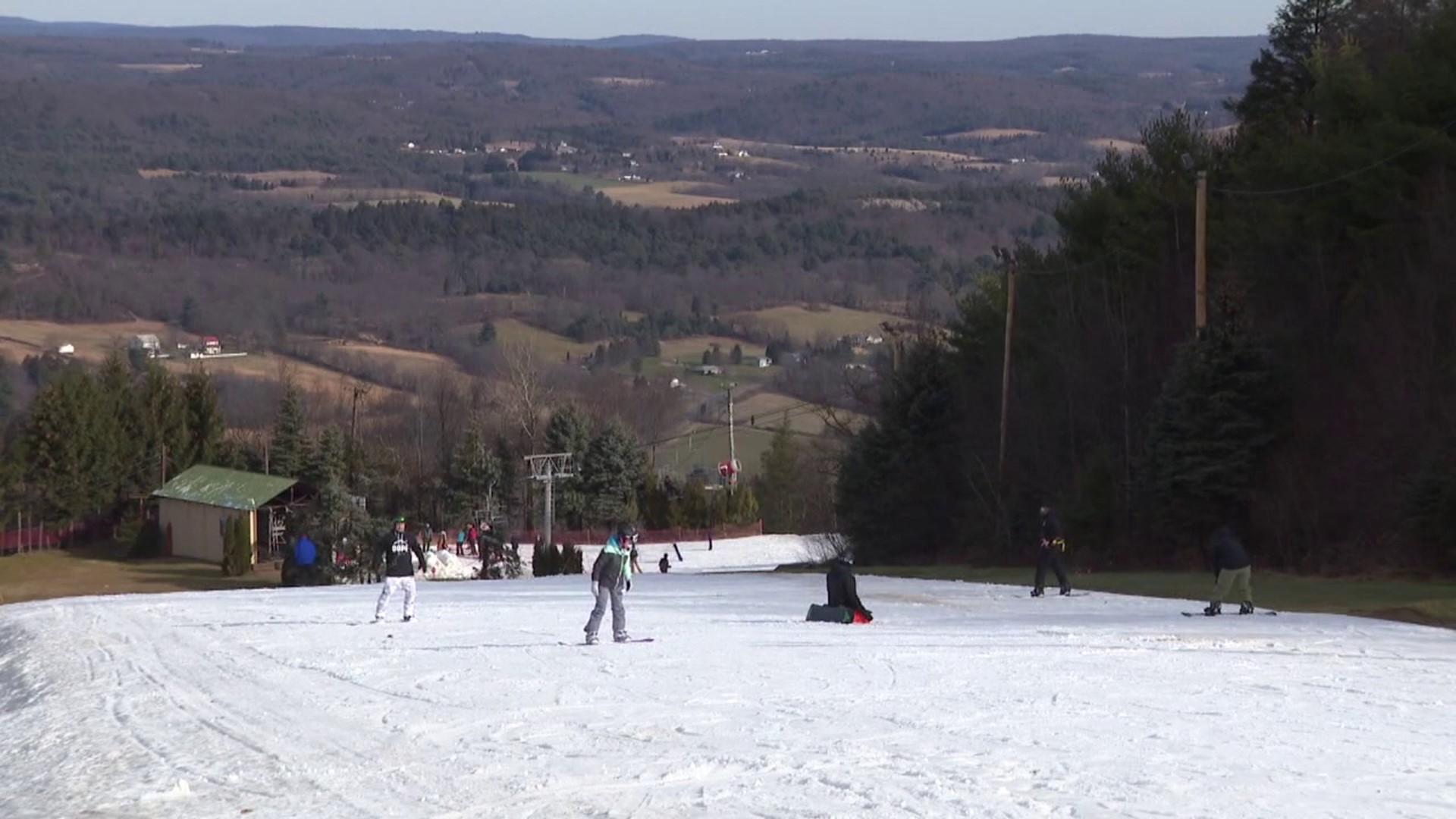 Just a week after temperatures approached the 60s, Blue Mountain Resort is now covered with fresh fallen snow.