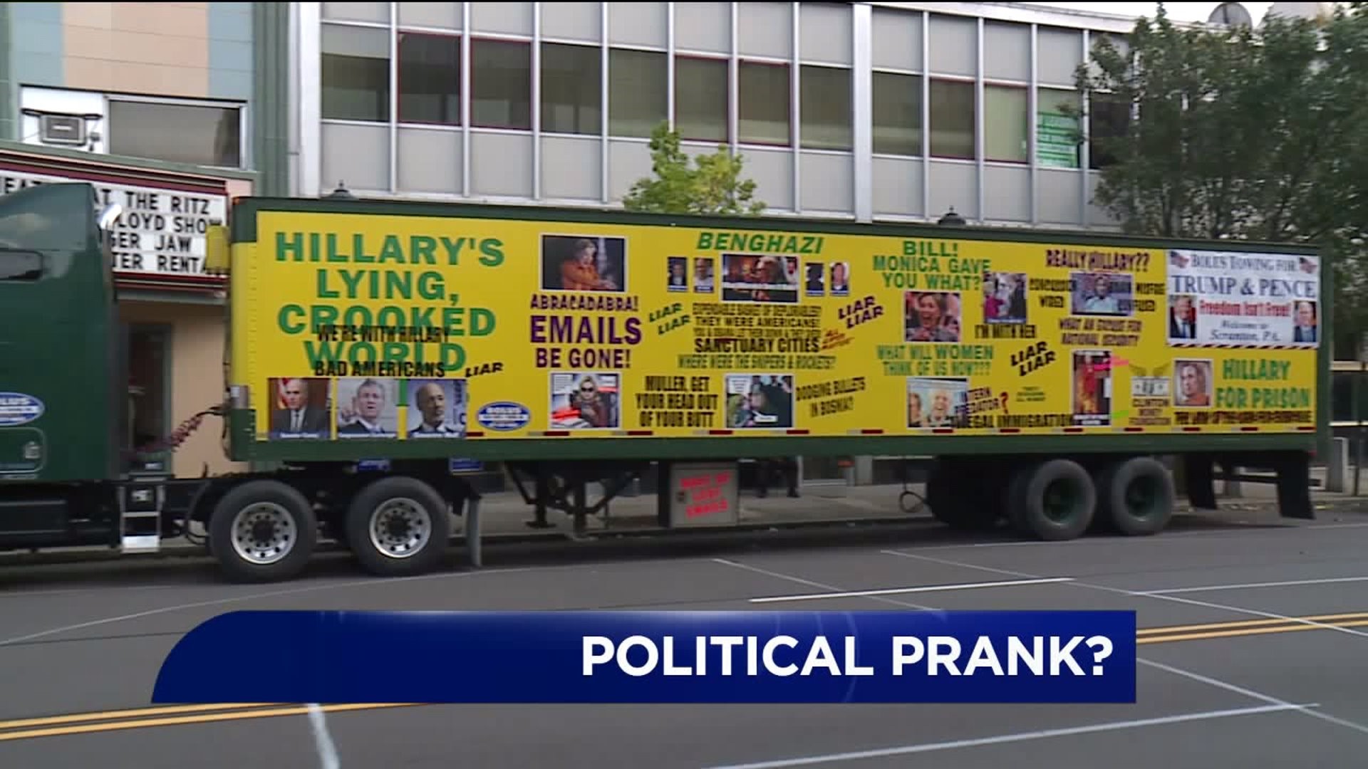 Congressman Opens New Campaign Headquarters, Tractor Trailer Slamming Representative Parks out Front