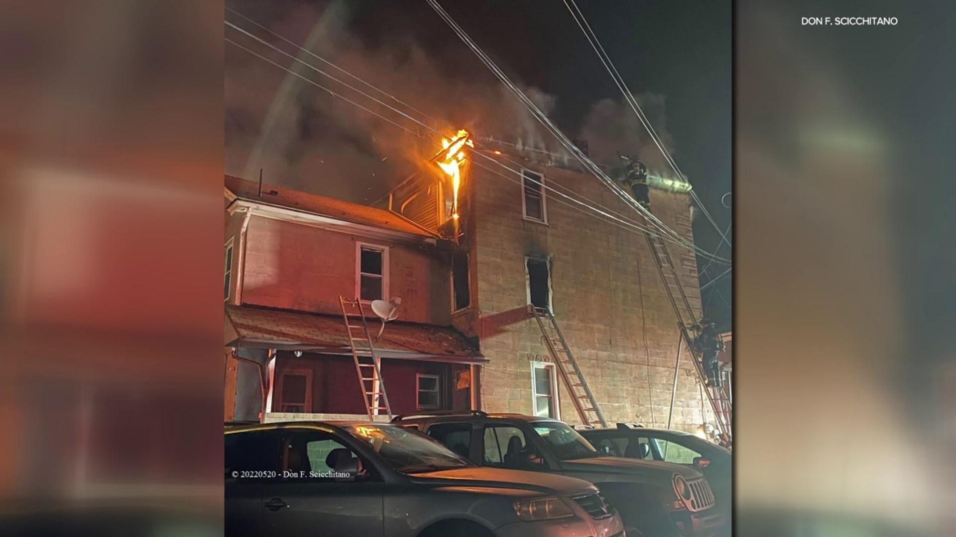 Flames broke out around 10 p.m. Friday night along the 600 block of North Franklin Street in the city.