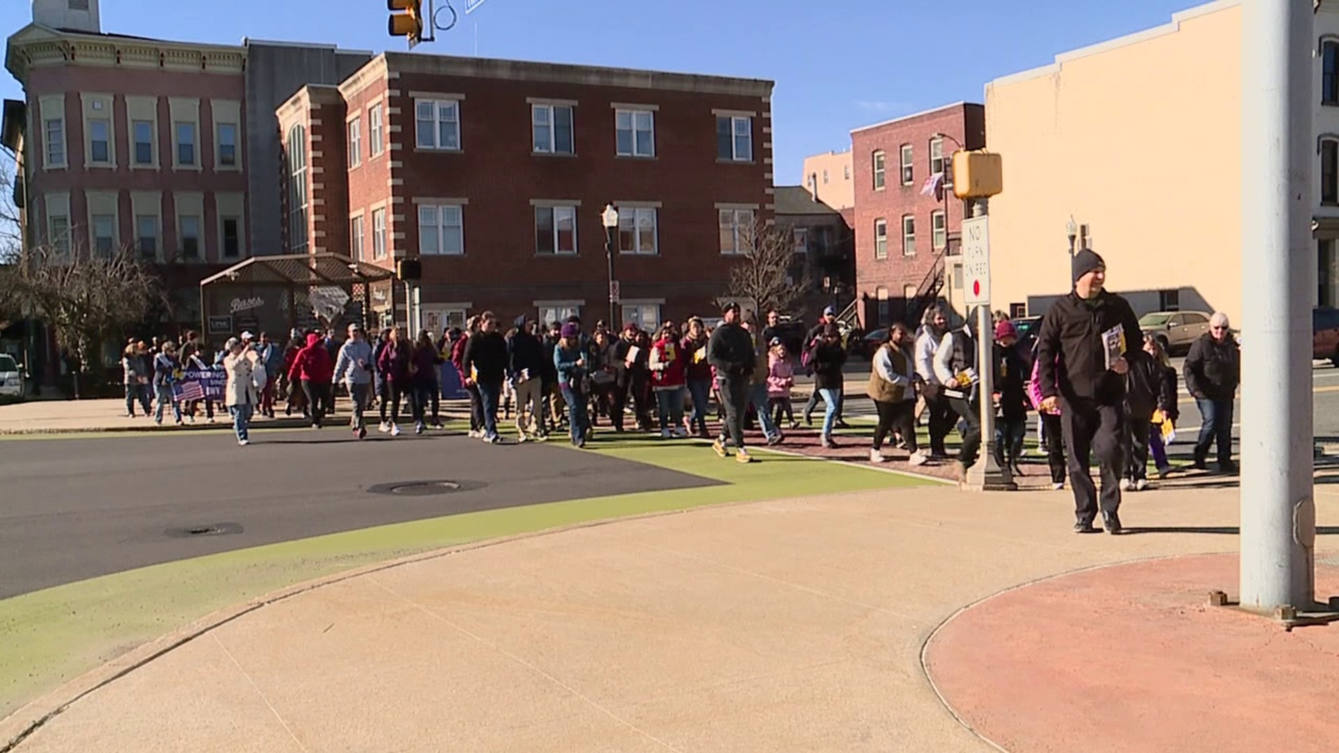 Crowds honoring Martin Luther King Jr.'s legacy gathered along Market Square in the city Monday afternoon.