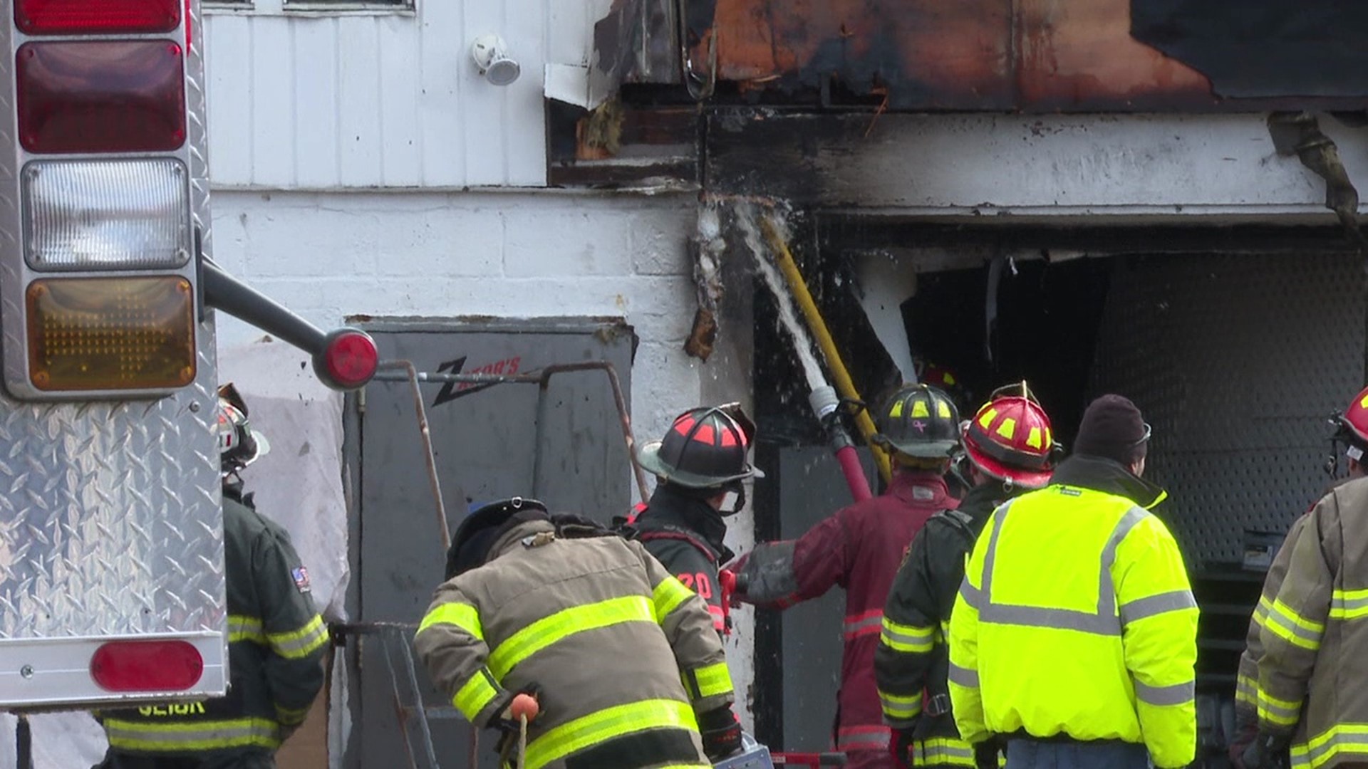 Crews responded Tuesday morning to Mid Valley Auto Body and Repair on East Lackawanna Avenue in Olyphant.