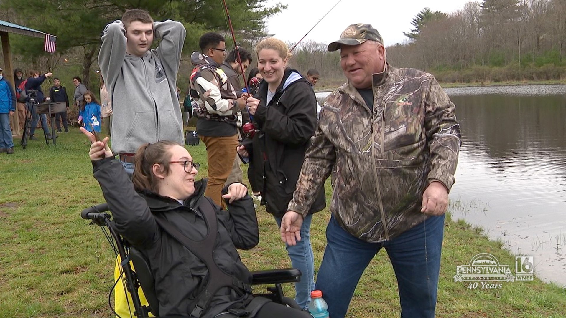 American Legion members creating a safe place for special needs children to fish and have fun.