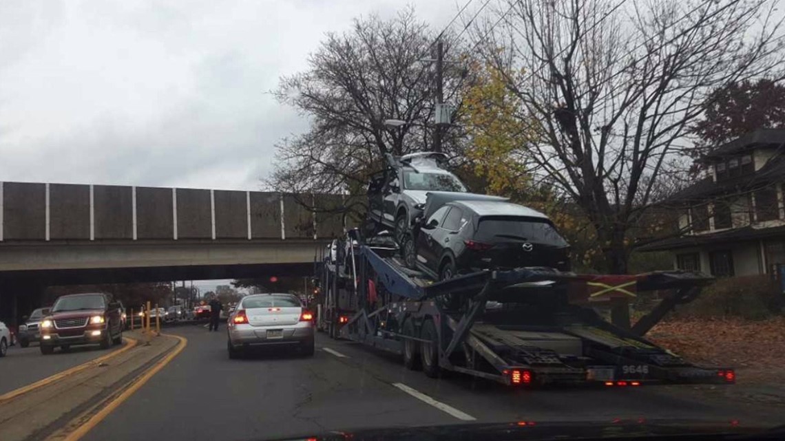 Car Carrier Hits Cross Valley Bridge in Kingston