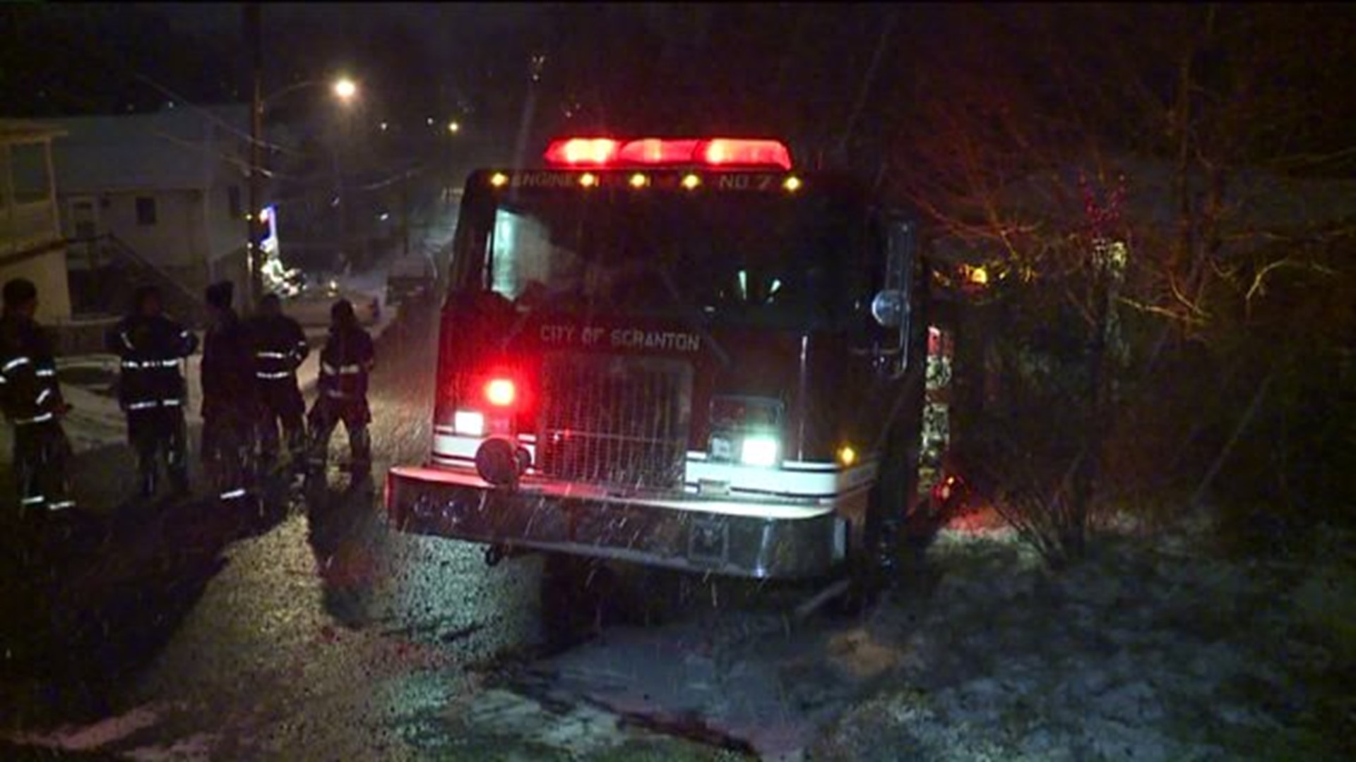 Fire Truck Stuck in Snow in Scranton