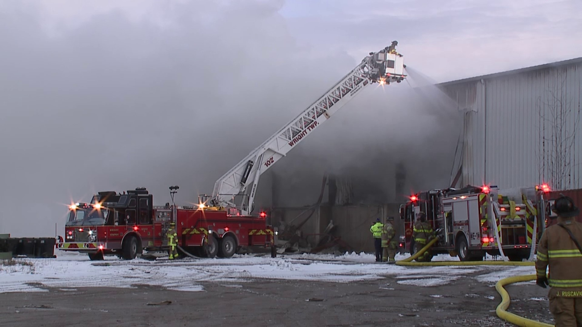 Flames broke out around 3 p.m. at Northeast Cartage Recycling Center in Hanover.