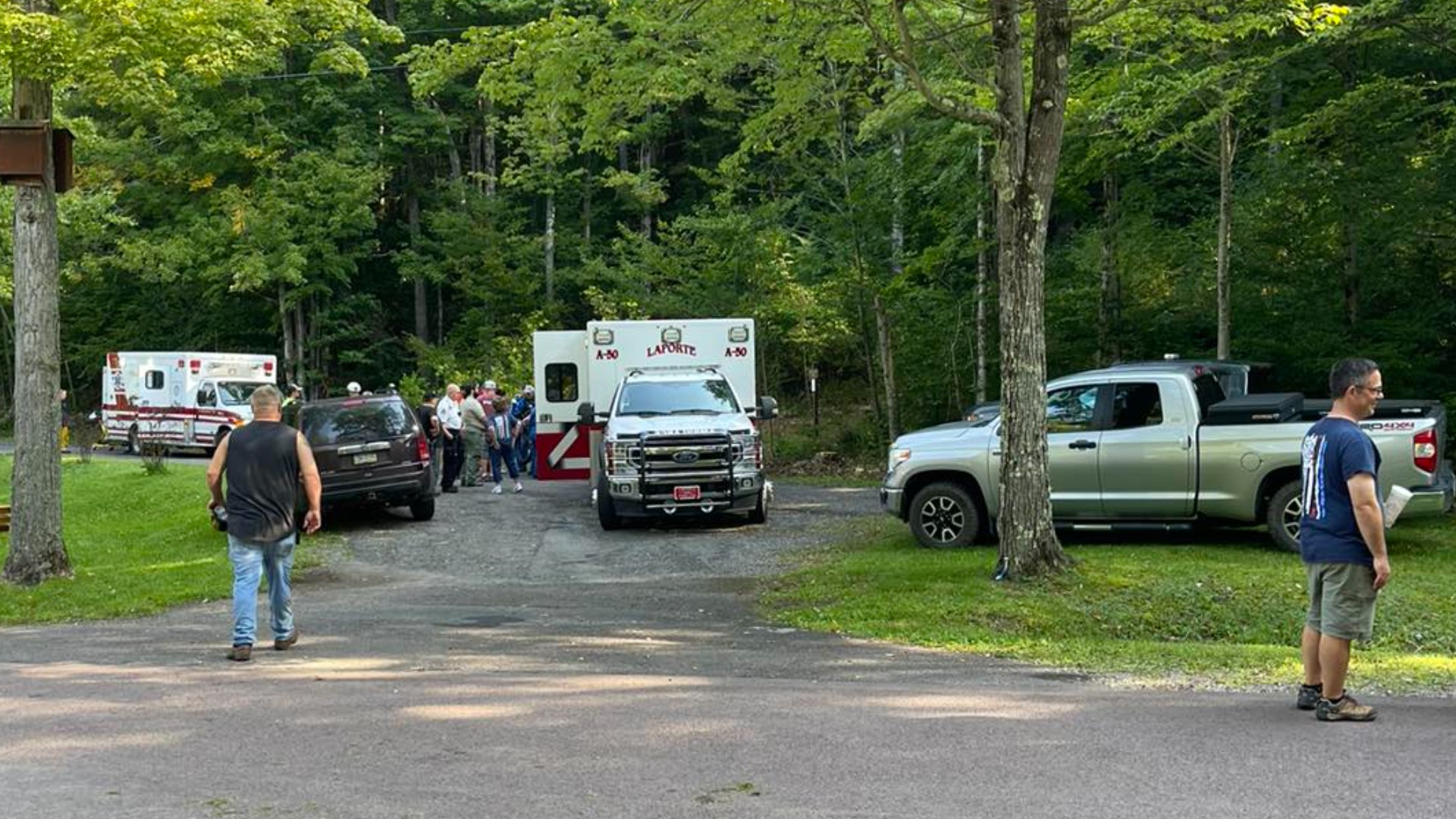 Rescue crews were called to Worlds End State Park around 6:45 a.m. Sunday.