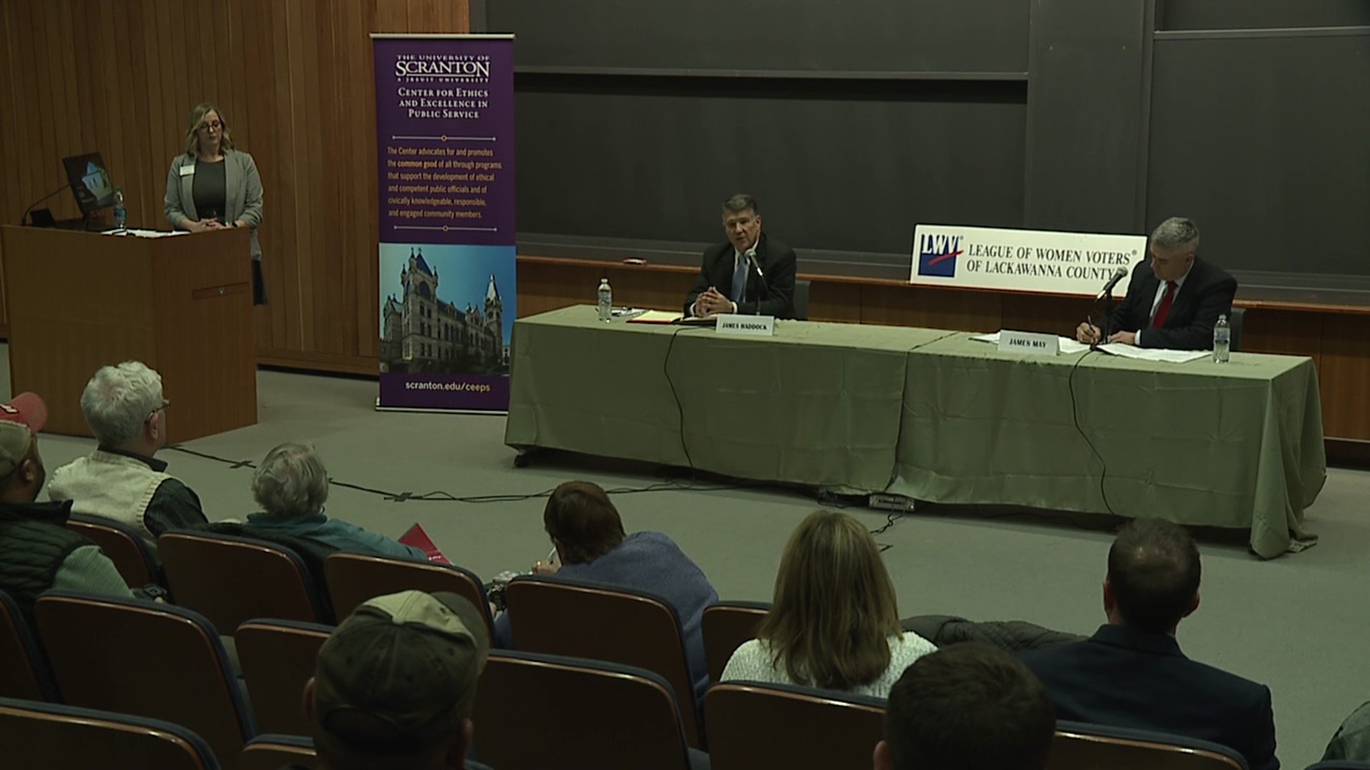 Democrat James Haddock debated Republican James May, while Democrat Bridget Kosierowski debated Republican David Burgerhoff.