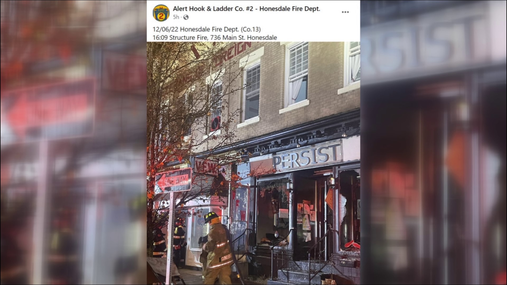 Flames damaged a business on Main Street in Honesdale on Tuesday.