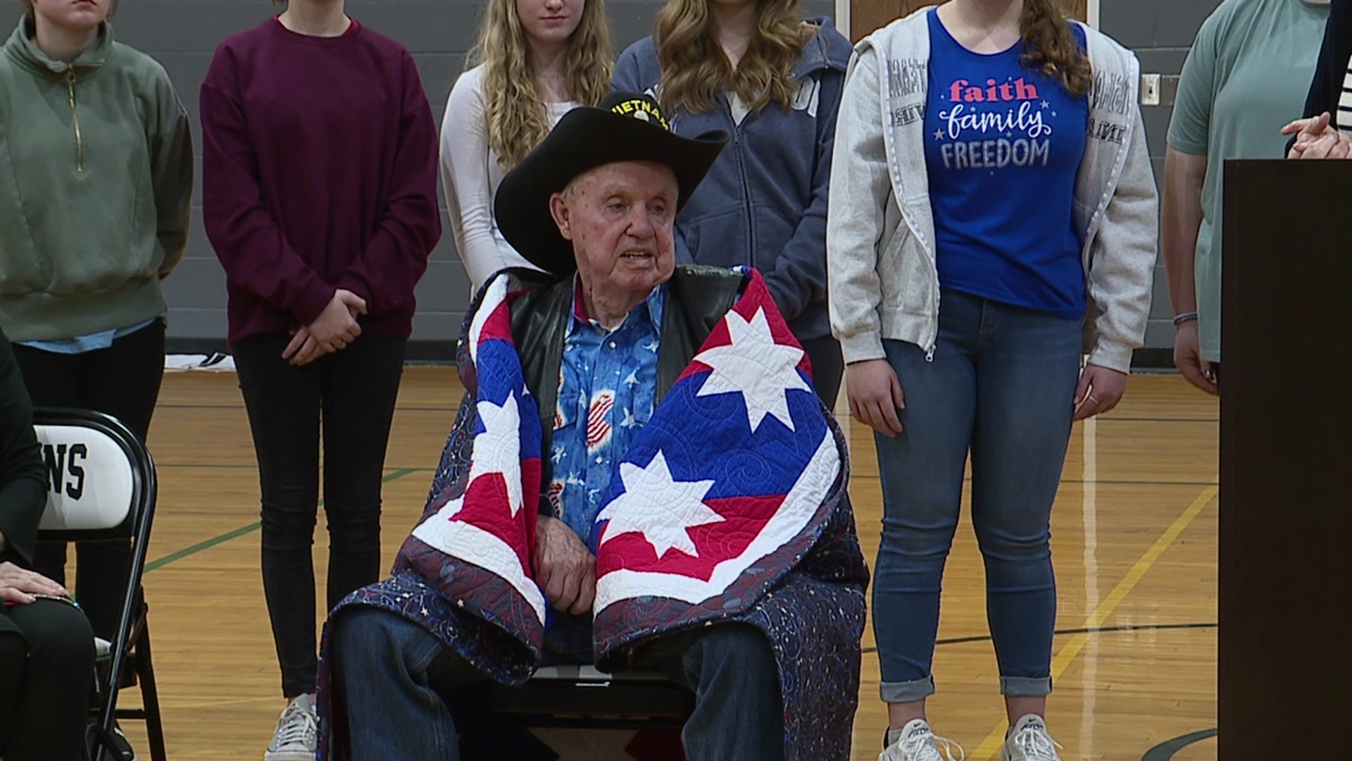 Newswatch 16's Chris Keating shows us how some middle school students helped honor a veteran with nearly 30 years of service to our country.