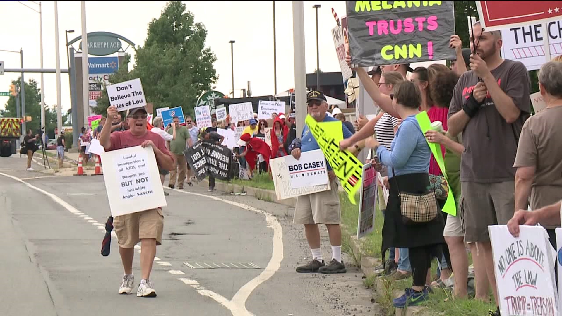 President Trump`s Visit Garners Protesters in Luzerne County