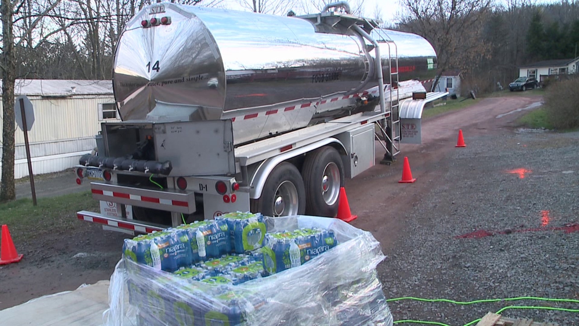 Dozens are without drinking water in Honesdale after heating oil spilled out near a water well.
