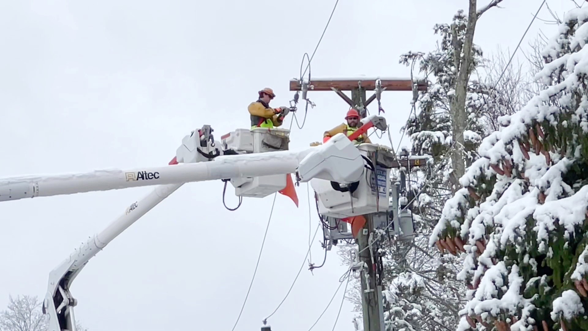 Crews are working throughout the area to restore service to thousands.