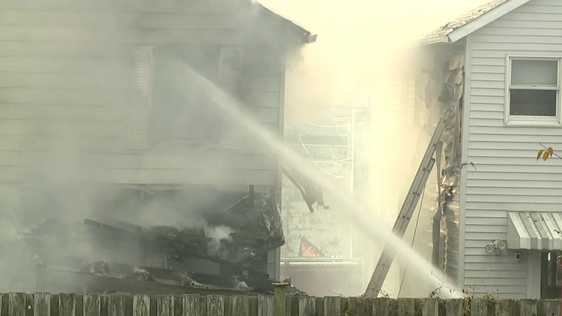 A fire in Plymouth engulfed two homes shortly before 8 am. on Monday.