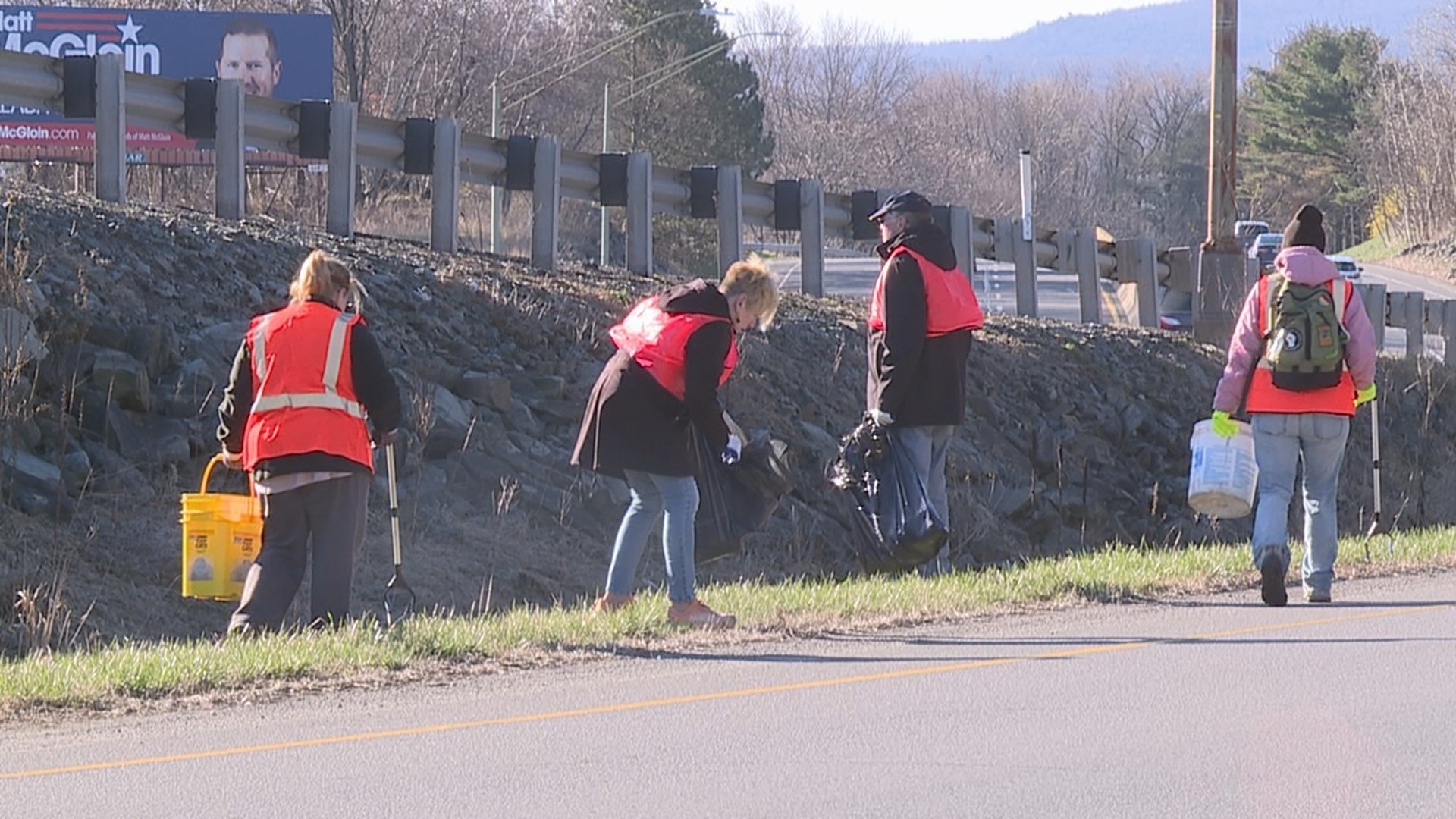 Several organizations partnered with the North Scranton Rotary Club to help clean up the expressway intersection on Keyser Avenue.