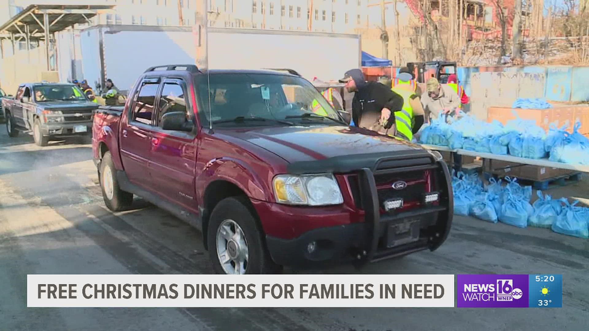 A drive-thru food distribution provided over 600 families with Christmas Day meals.