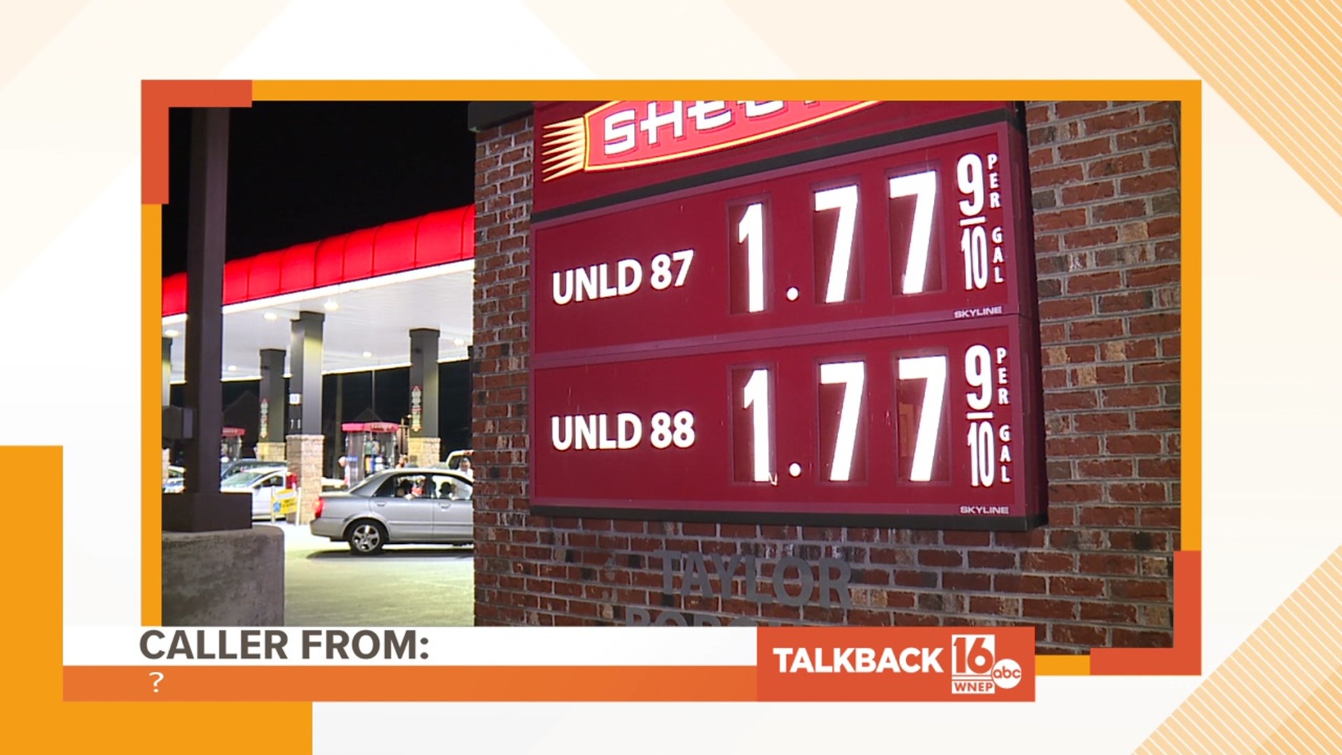 Sheetz gas price on WNEP's Talkback 16