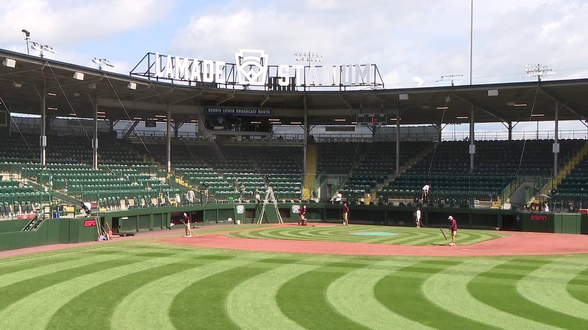 Volunteer groundskeepers work to maintain pristine fields at Little League World Series