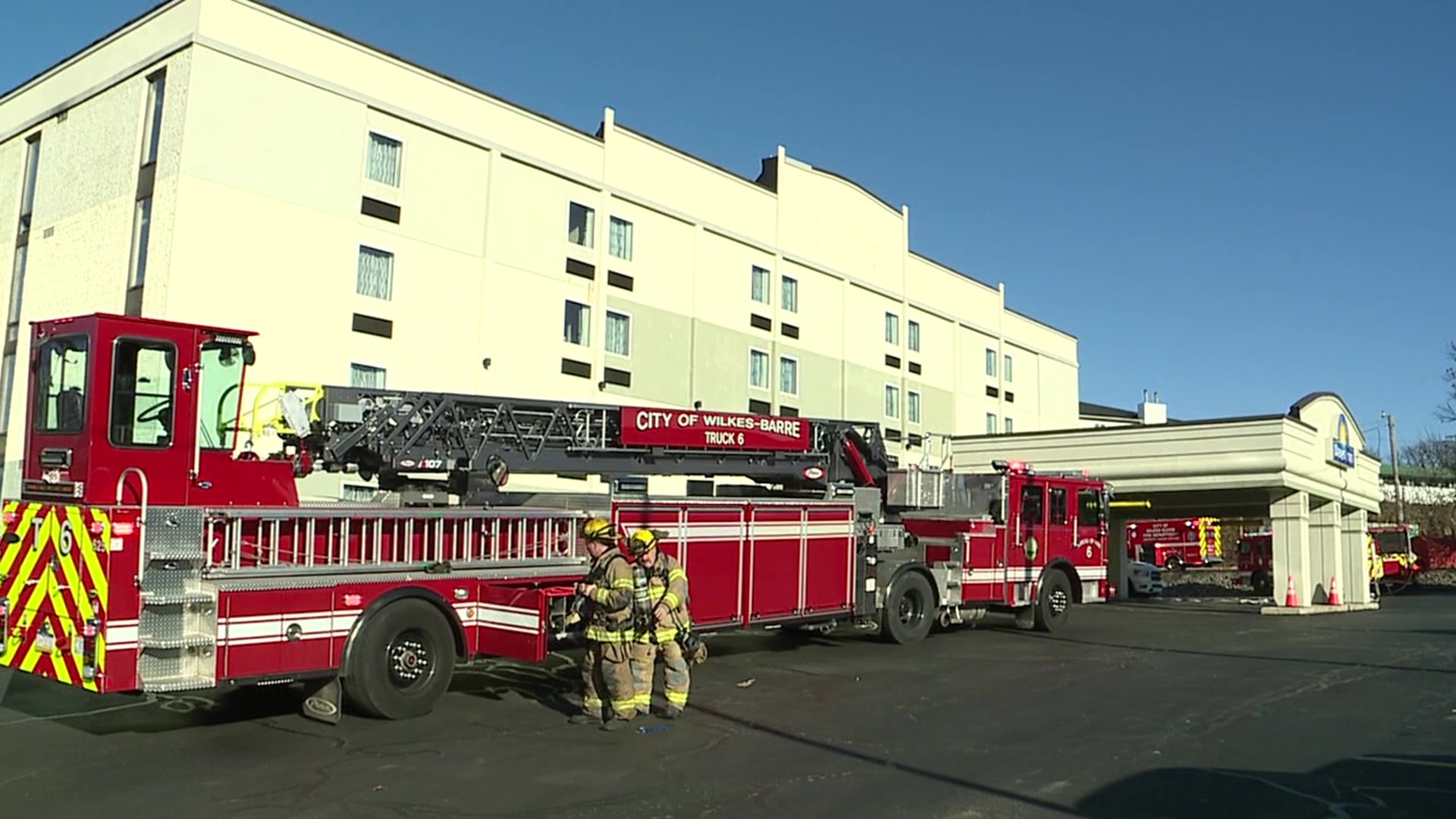 Crews were called to the Days Inn in Wilkes-Barre around 1 p.m. Tuesday.