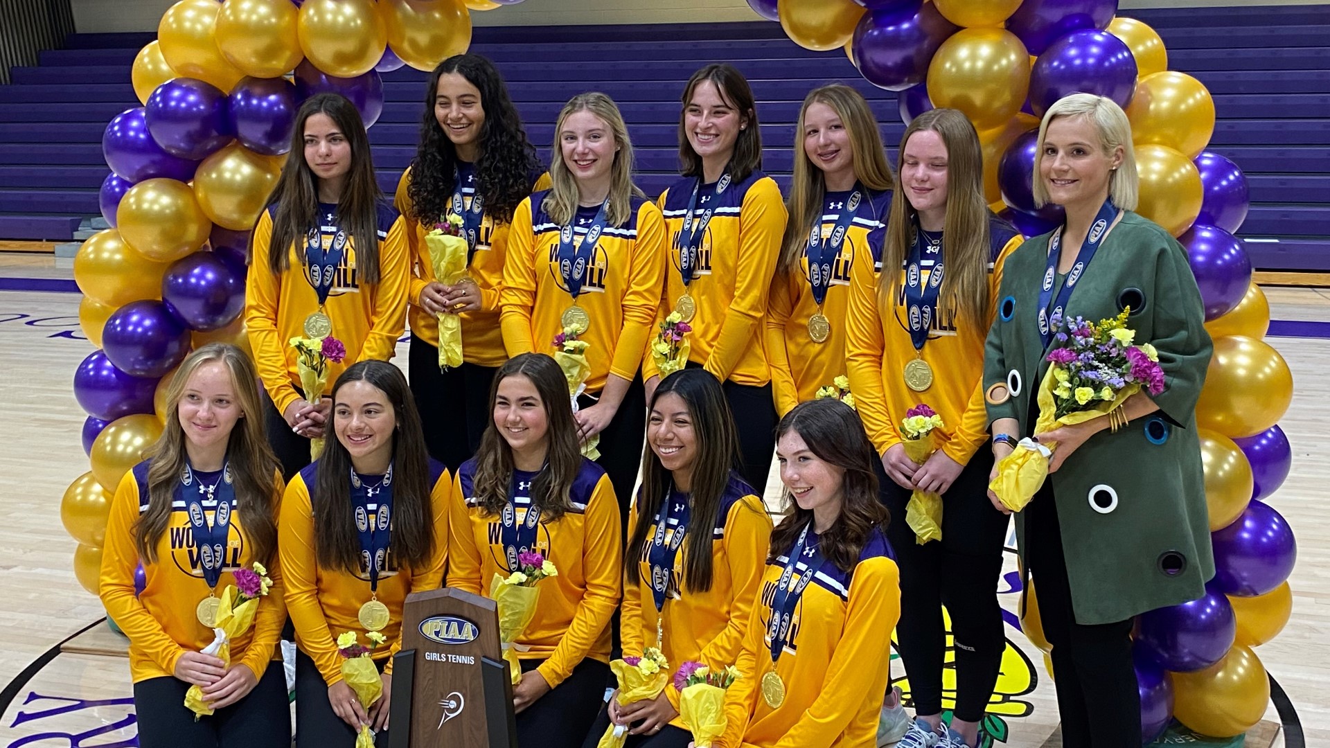 It was a morning filled with purple and gold, with an emphasis on gold. Scranton Prep celebrated its state-champion girls' tennis team.