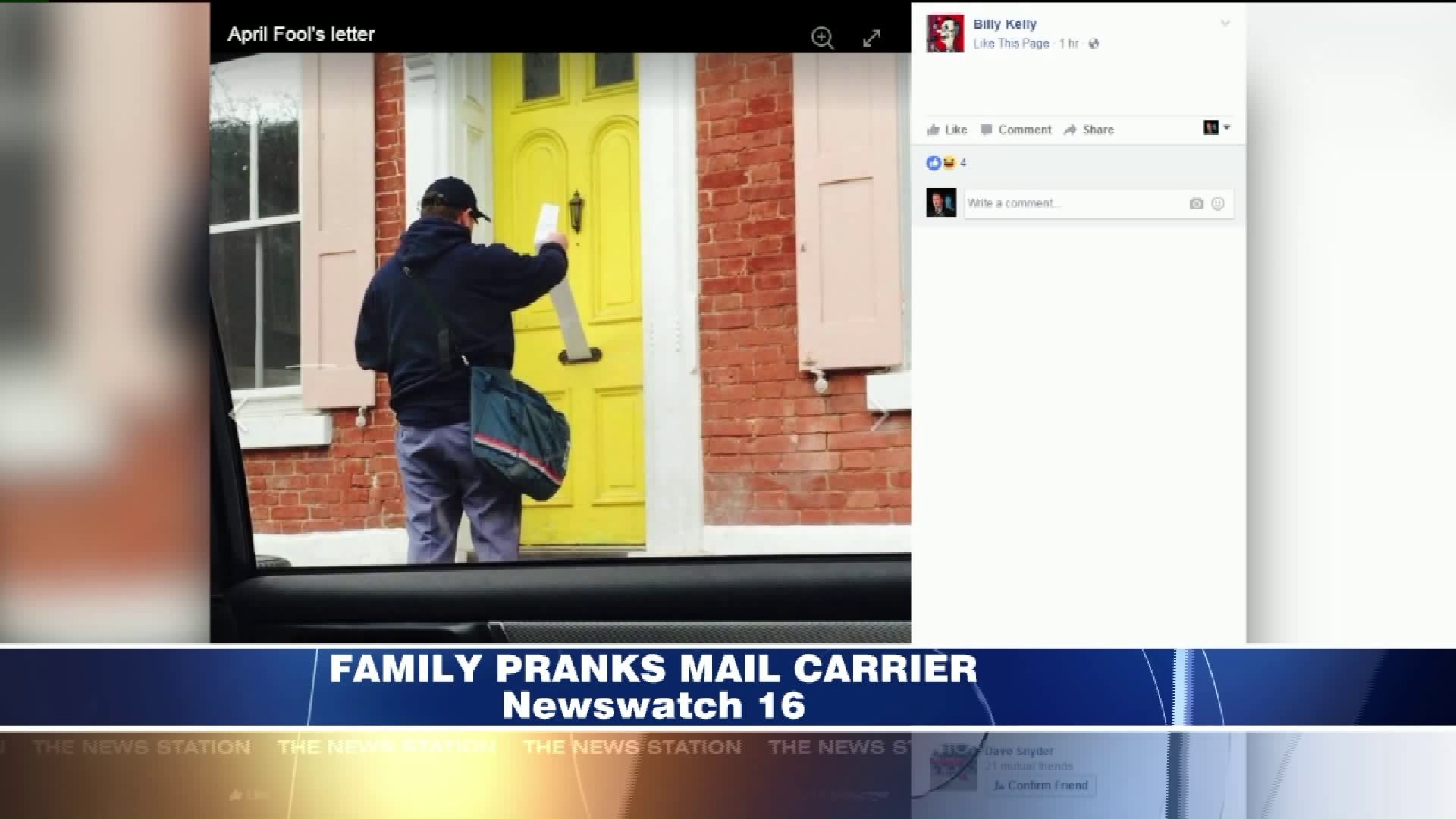 Family Pulls April Fool`s Prank on Mail Carrier