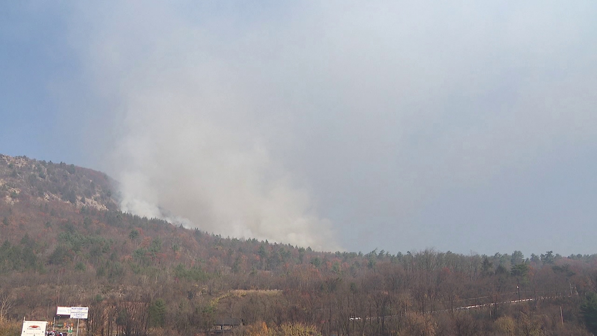 Flames sparked in Lehigh Township near Palmerton around 1:30 p.m. Saturday.