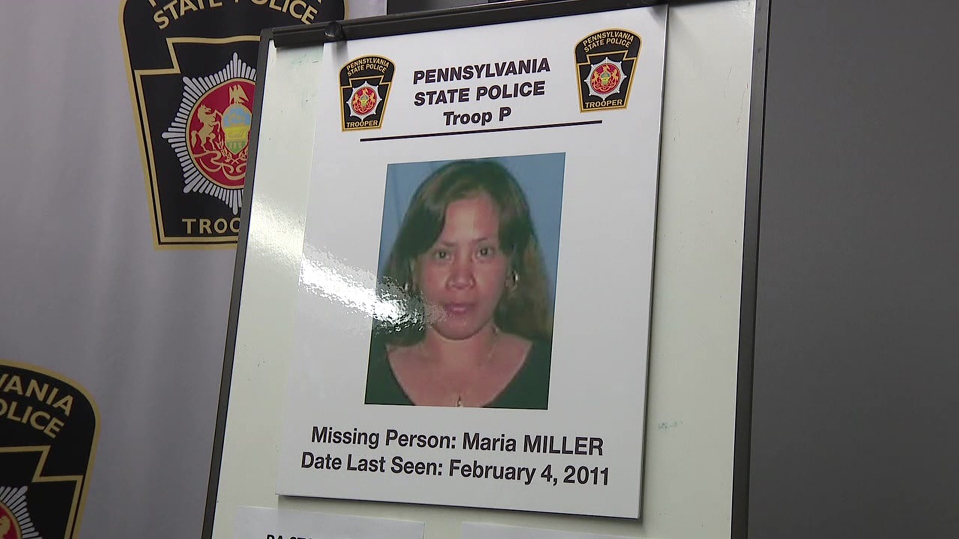 State police say Maria Miller was last seen at a Dandy Mart near Wysox in February of 2011.