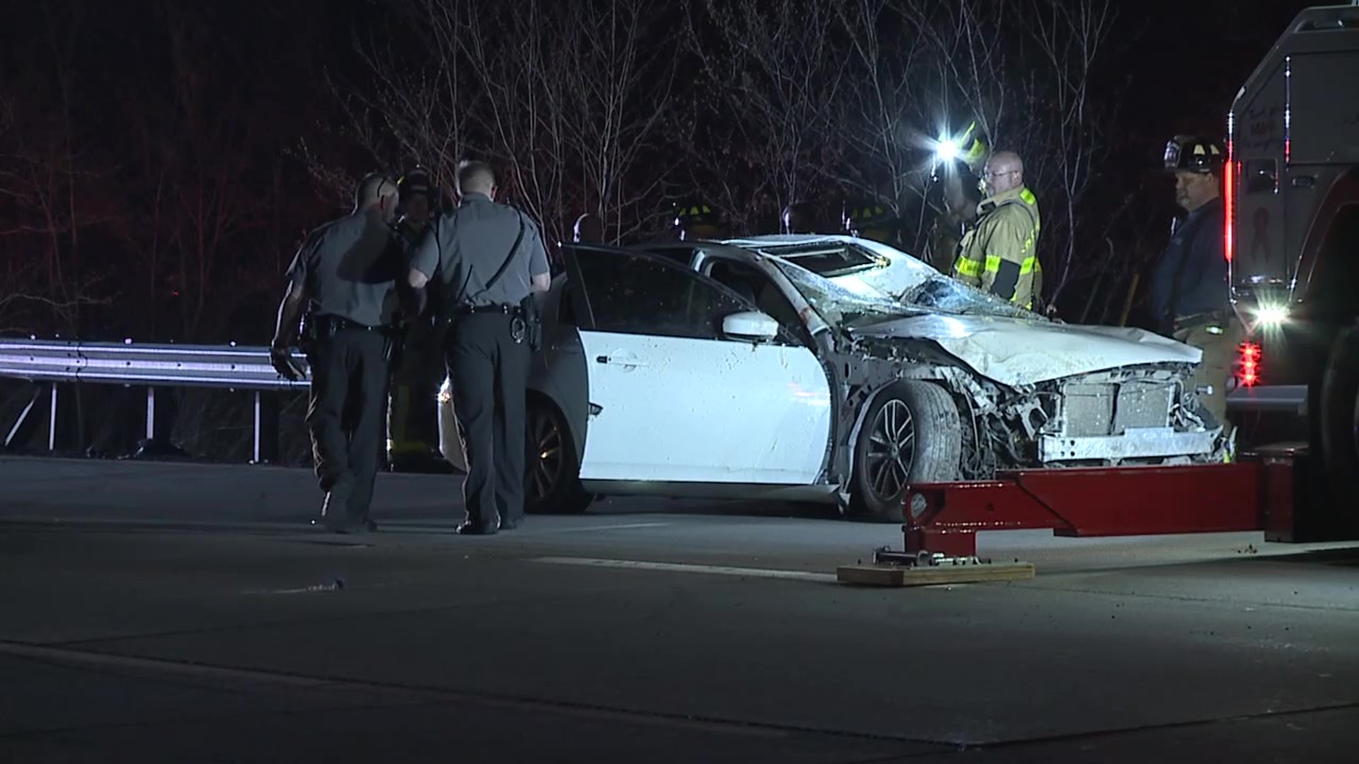 One vehicle had to be pulled out of an embankment.