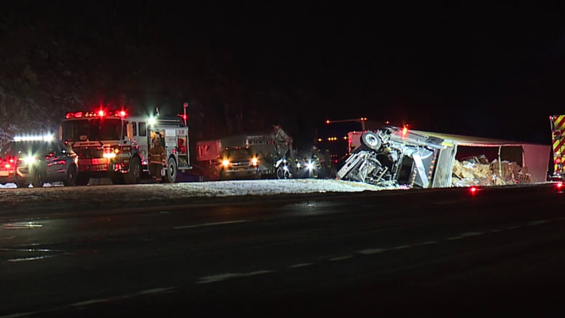 Interstate 81 north is back open near the Fleetville Exit (202) in Lackawanna County after a crash involving a big rig and a pickup truck hauling horses.