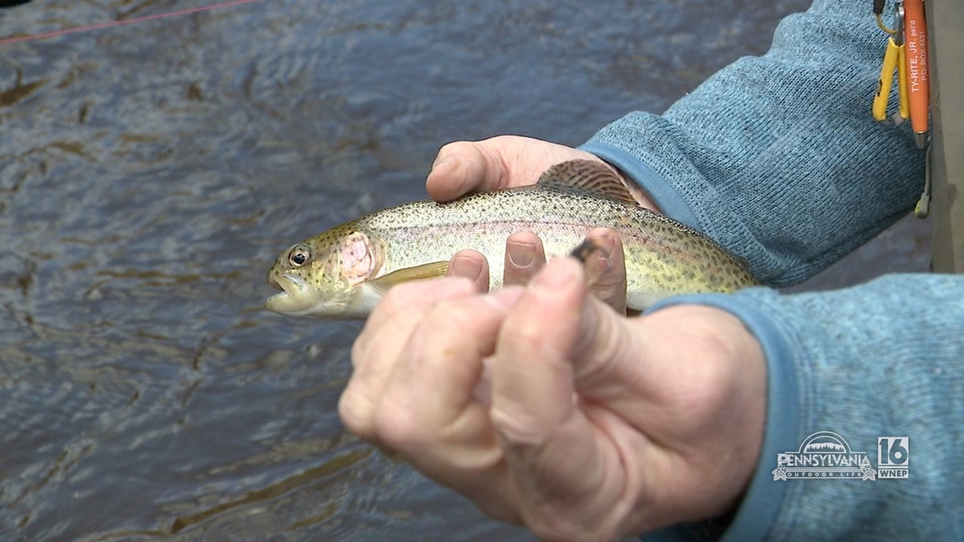 Fly fishing in high water conditions.