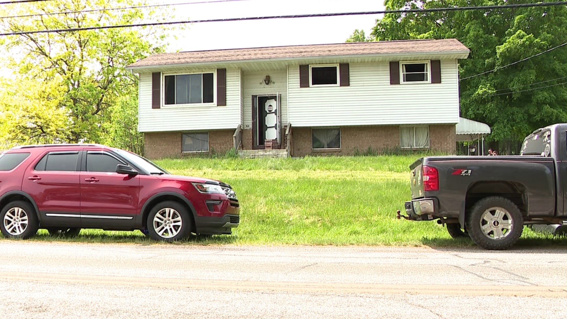 Flames broke out around 10 a.m. Monday along Rocky Glen Road in Black Creek Township.