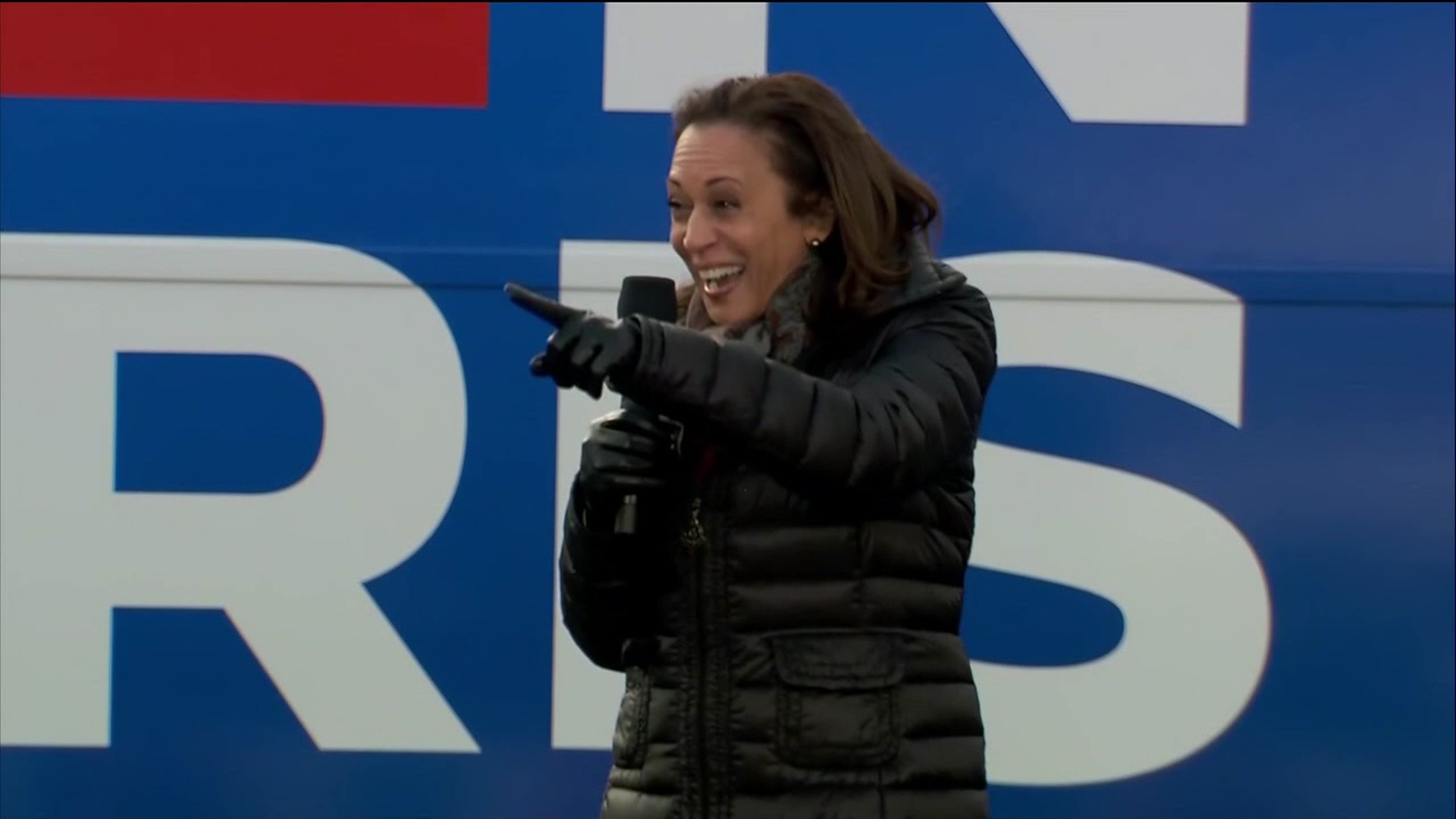 Sen. Harris spoke for the Democratic ticket at an outdoor rally in Jenkins Township.