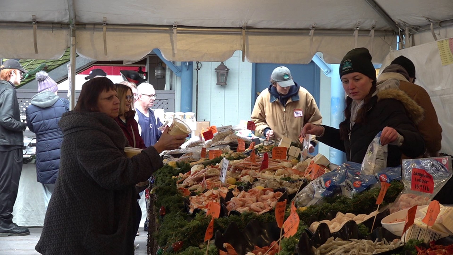 The annual seafood market was packed with folks preparing for the new year.