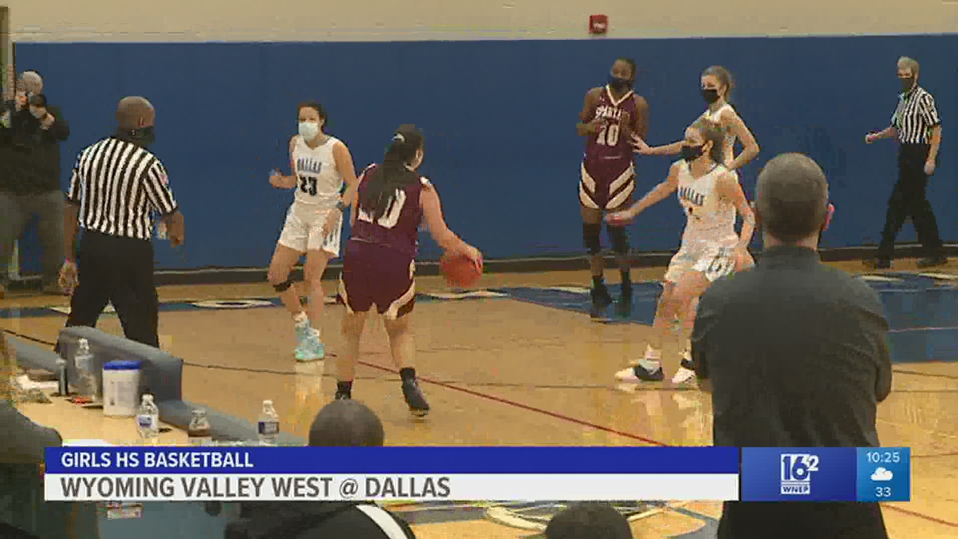 Wyoming Valley West girls basketball dumped Dallas 47-28