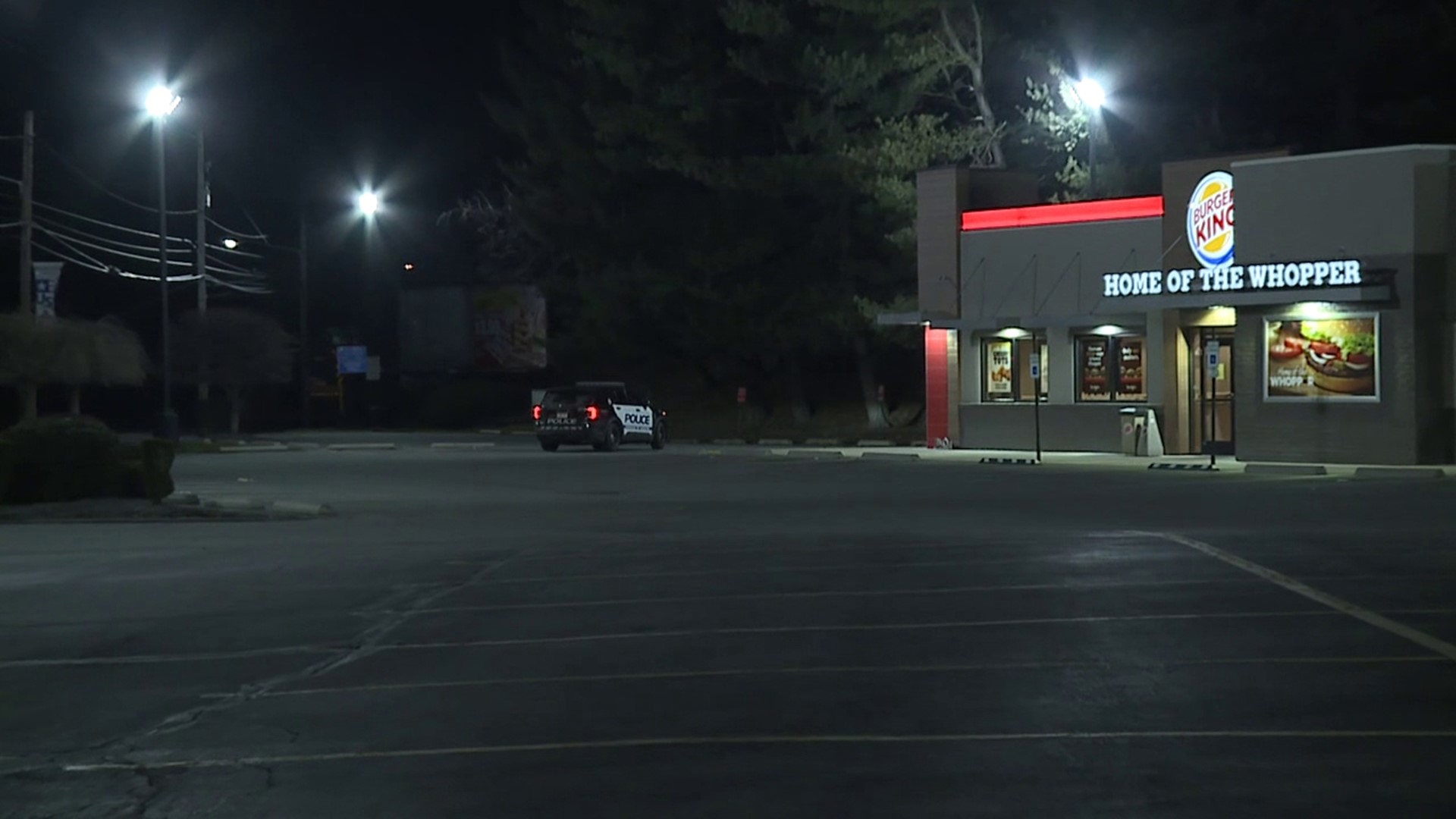 Police responded to the Burger King along Carey Avenue in Hanover Township around 6:30 p.m. Sunday night.