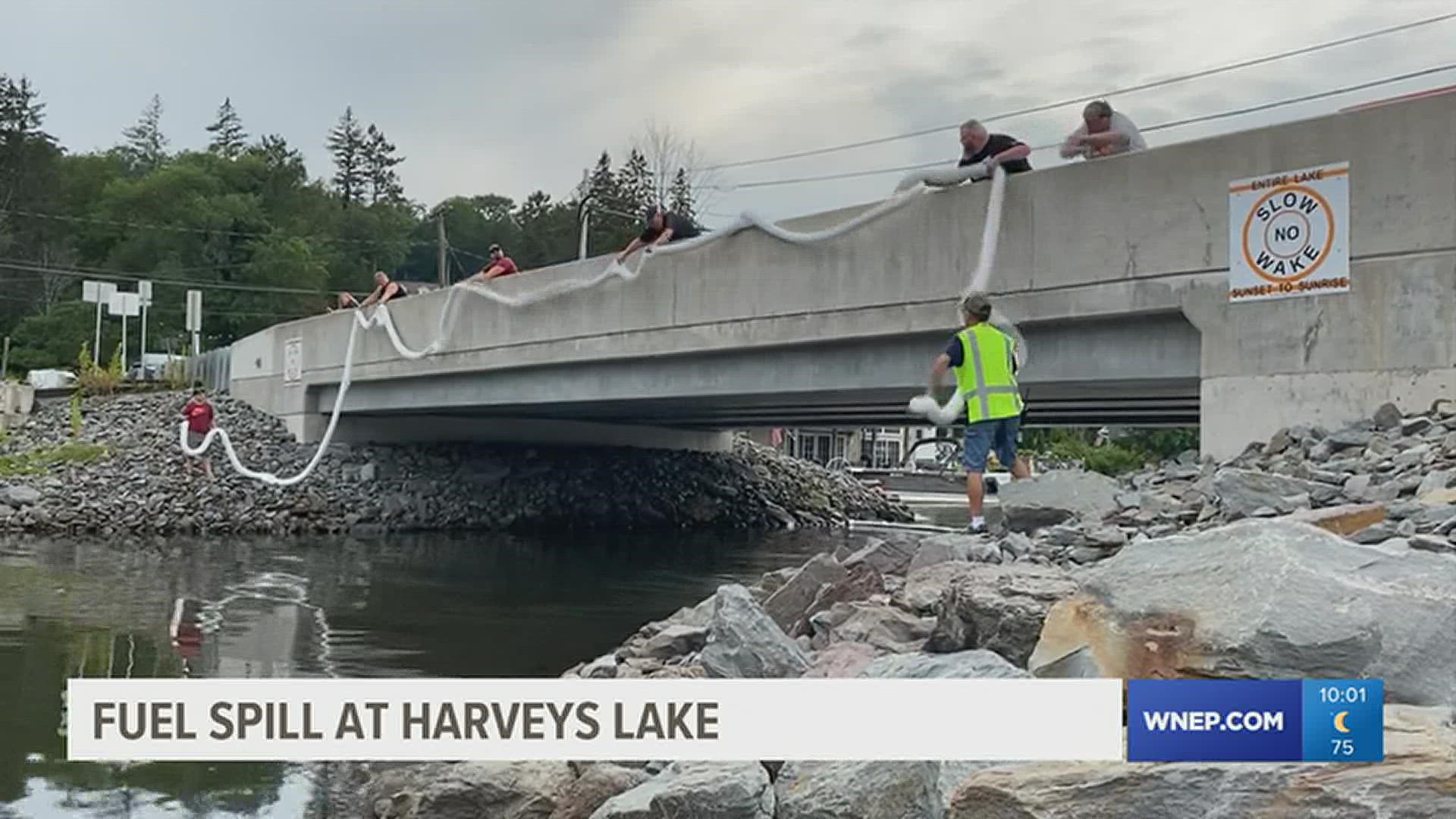 An investigation is underway after fuel spilled into the marina at Harveys Lake in Luzerne County.