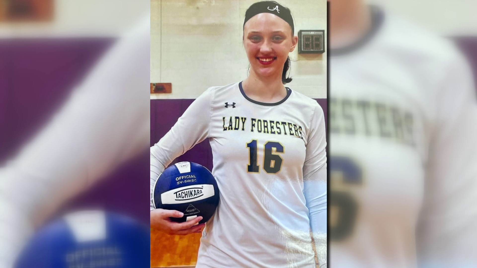 A girls' volleyball team from Forest City honored a player who recently died Tuesday night as well as her twin sister.