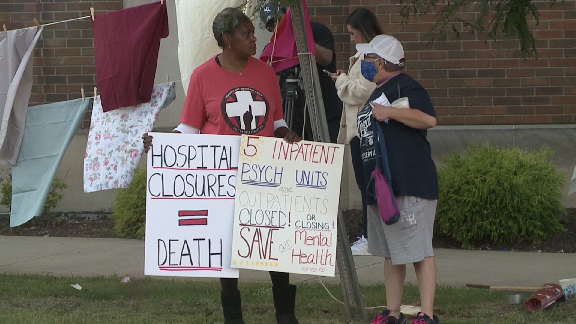 Protestors showed up not just to represent the patients and workers at First Hospital but also the other healthcare facilities being closed around the region.