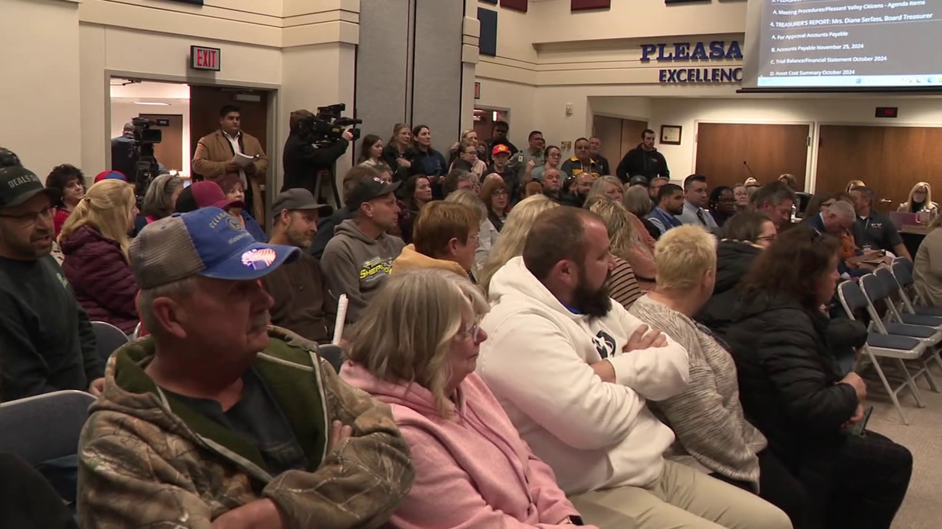 Community members came out to the Pleasant Valley School board meeting Monday night to protest against a significant increase in pay for the superintendent.