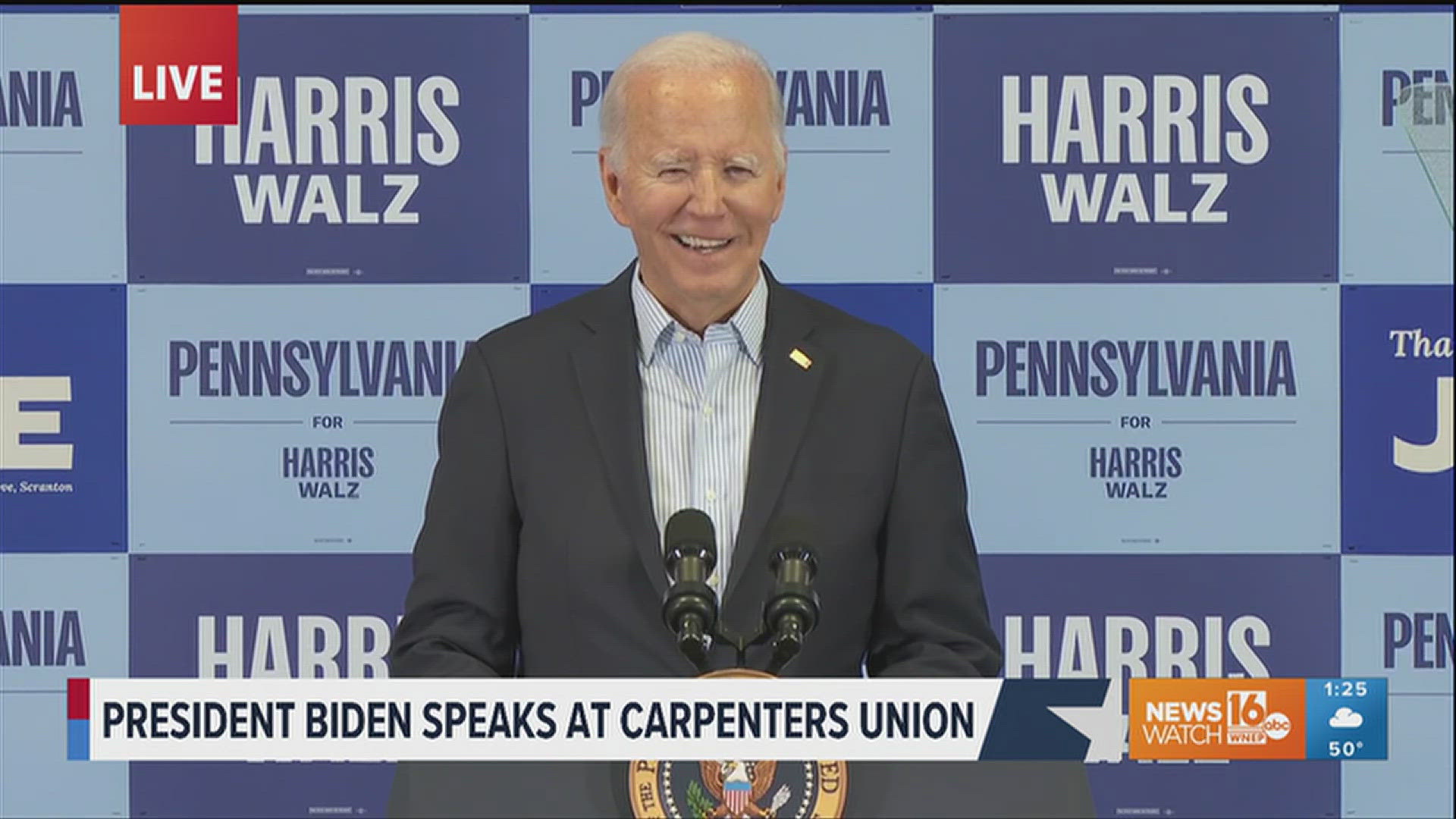 President Biden stopped in Scranton on Saturday to rally support for his former running mate, Vice President Kamala Harris, just three days before Election Day.