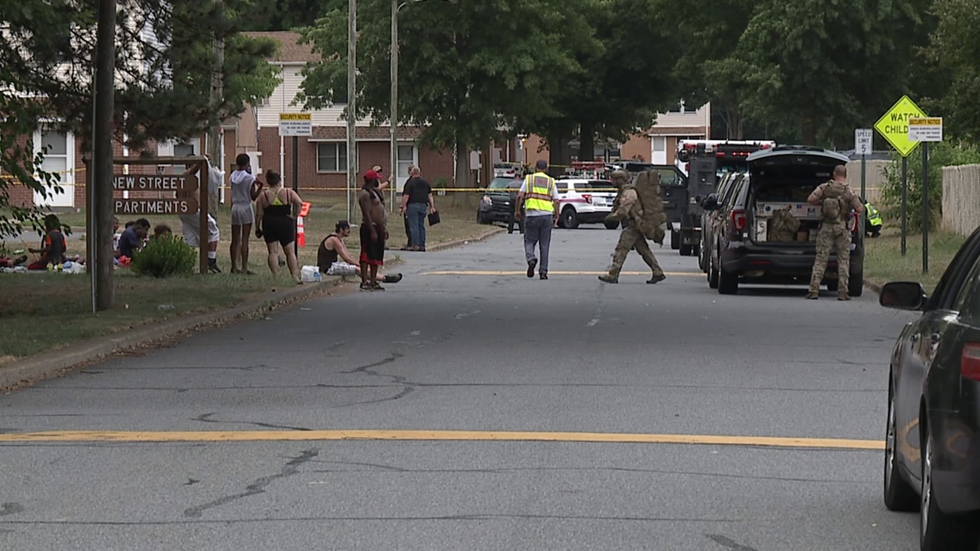 The police presence began around 5 p.m. along New Street in Plymouth.