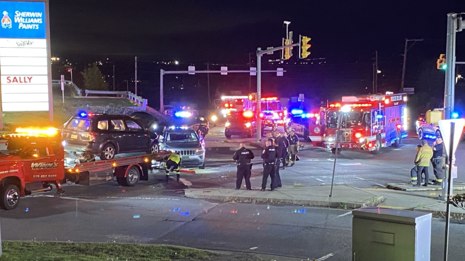 The crash happened shortly before 10 p.m. along 309 Route 315 Highway in Pittston Township.