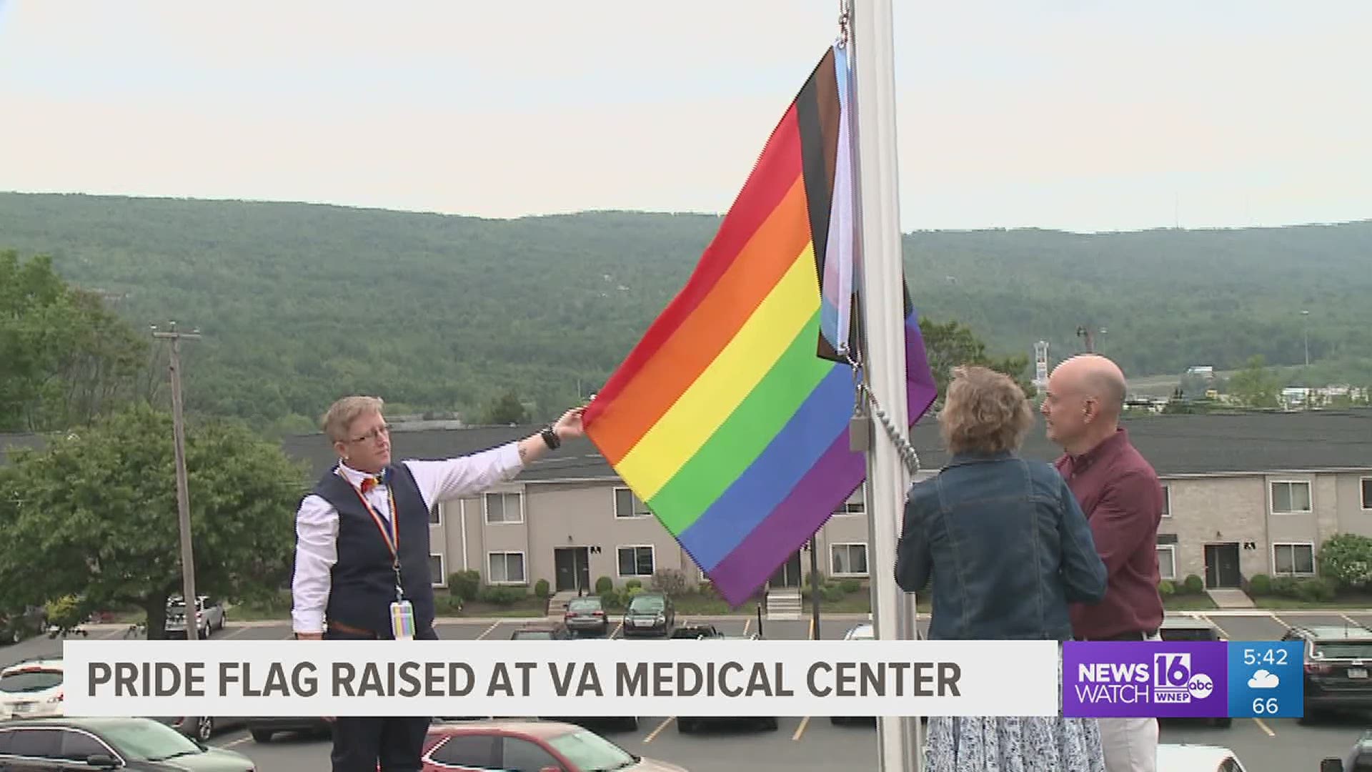 For the first time, the VA Medical Center near Wilkes-Barre raised a pride flag on Wednesday.