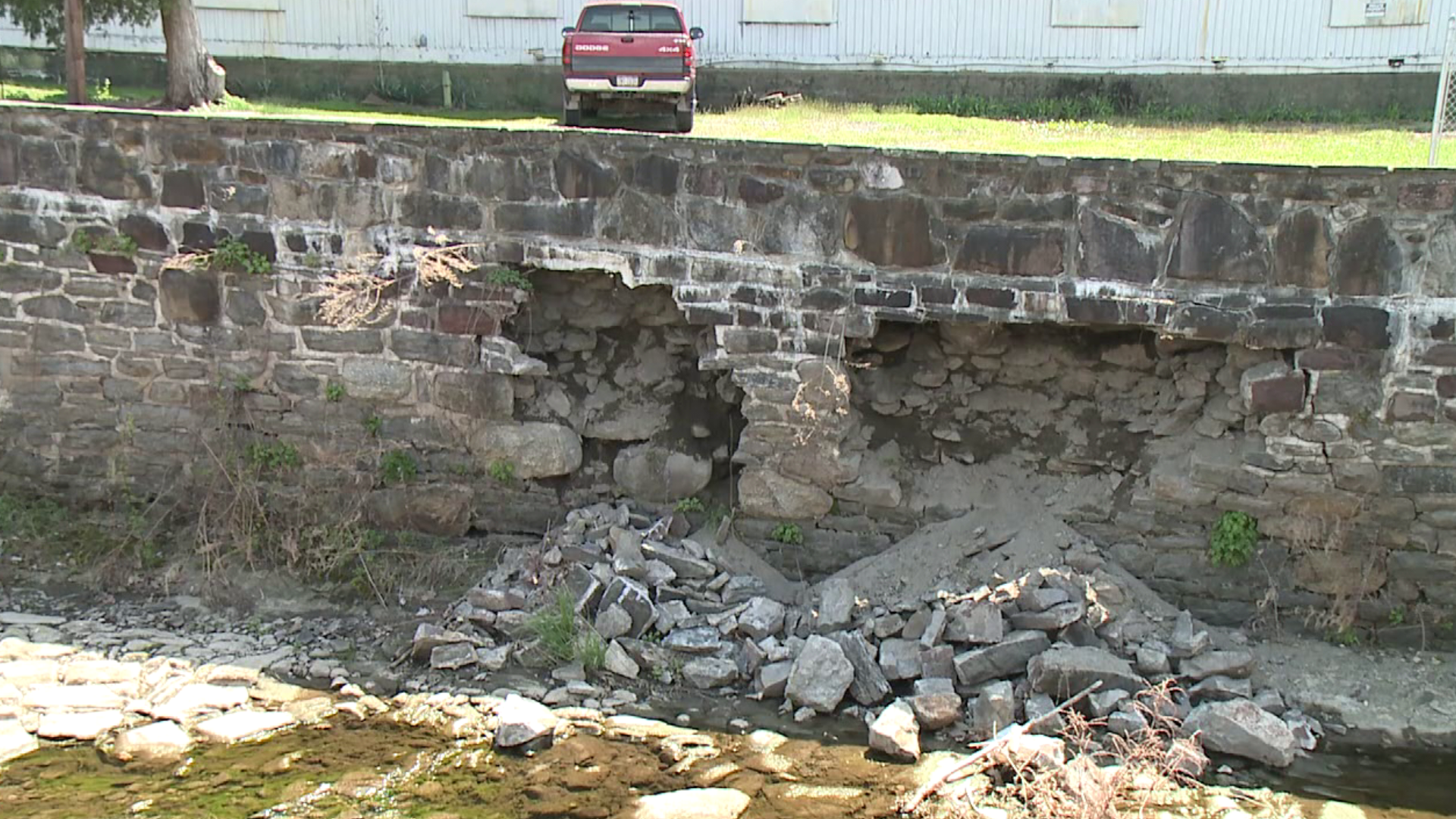 Mayor George Brown is hoping to fix a deteriorating wall around Laurel Run Creek as soon as possible.