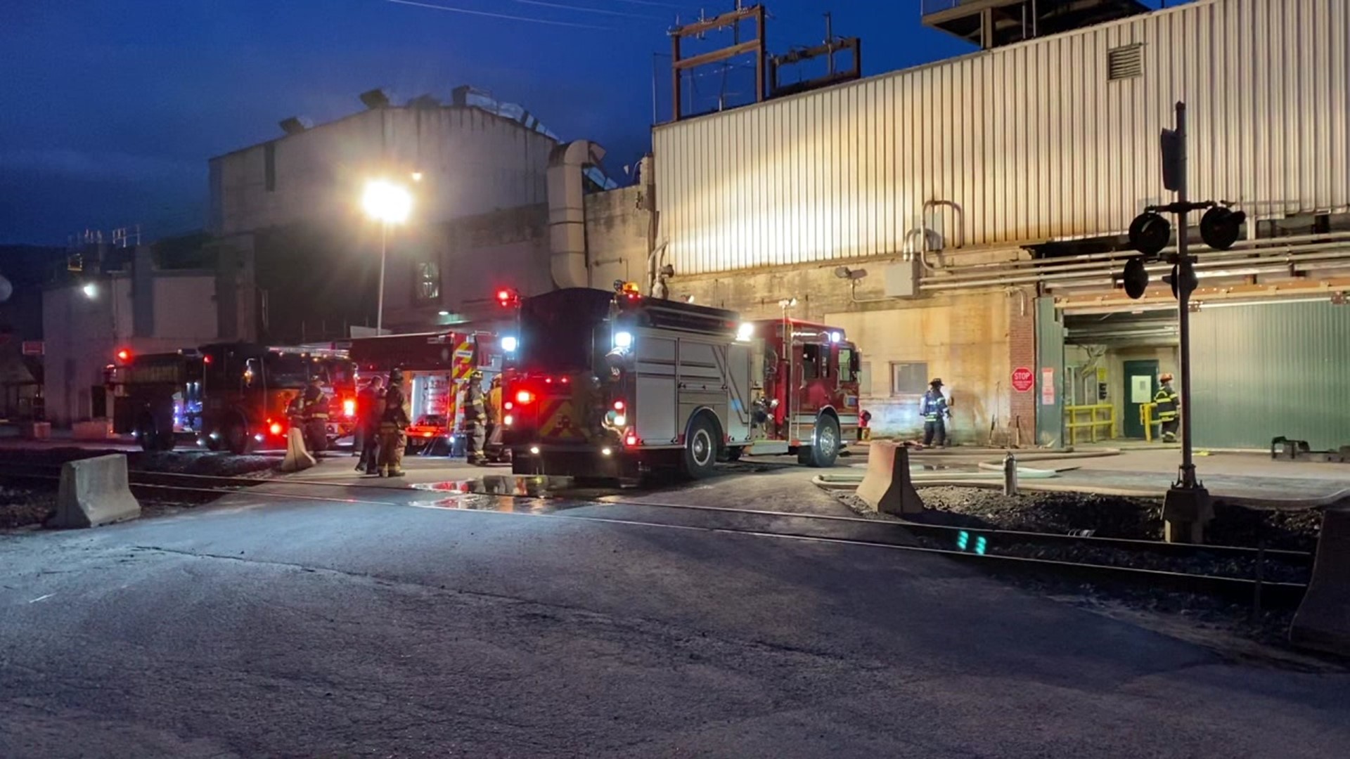 Officials said something got caught under a machine and caught fire at the plant.
