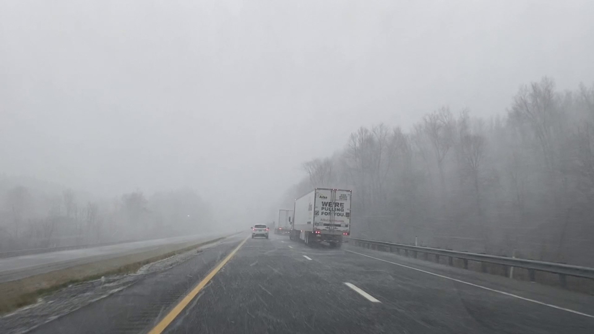 Although Tuesday was the first full day of spring, huge snowflakes covered the woods and roads in the region for much of the afternoon.