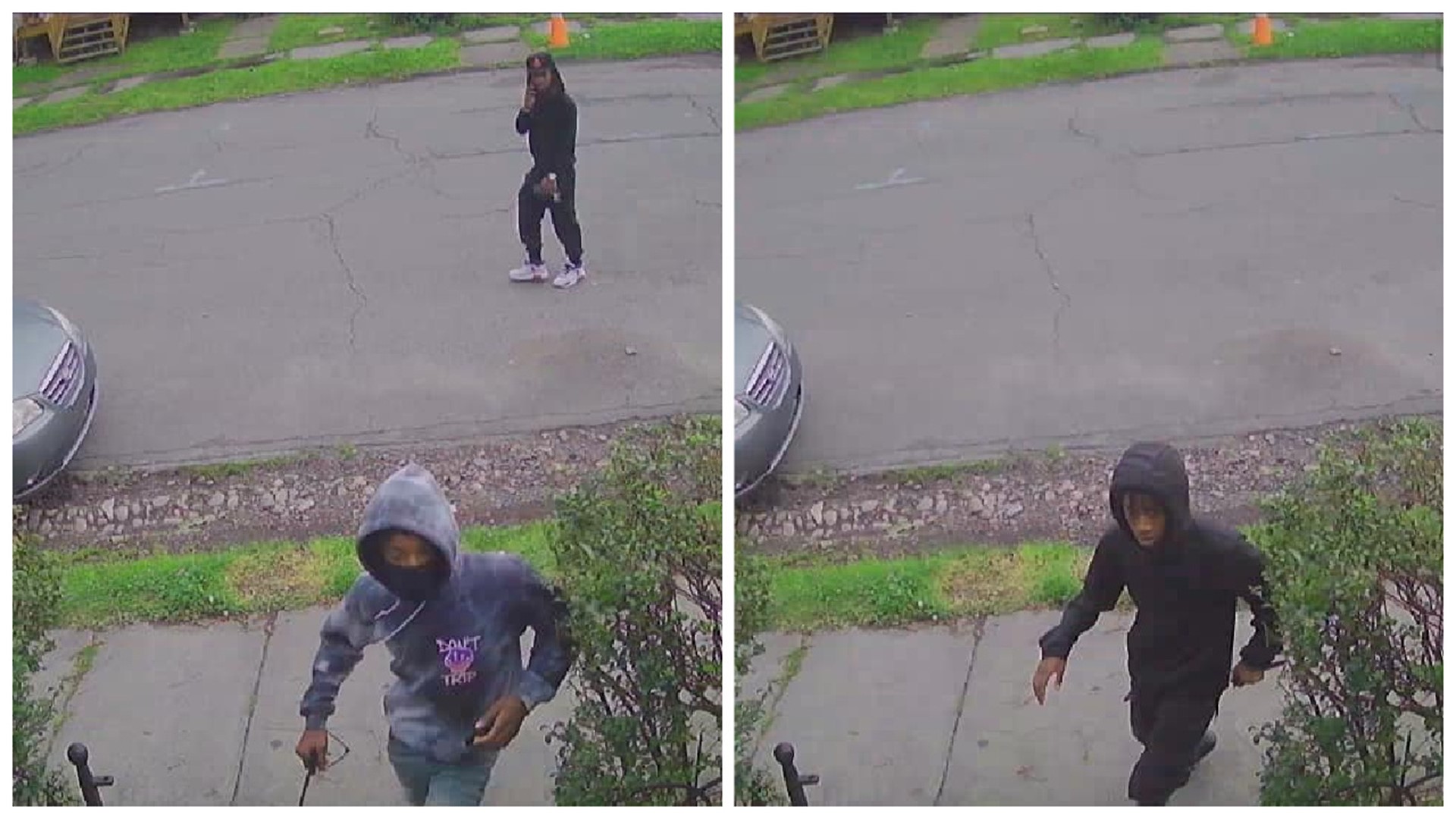 Security camera images show two people wanted for questioning.